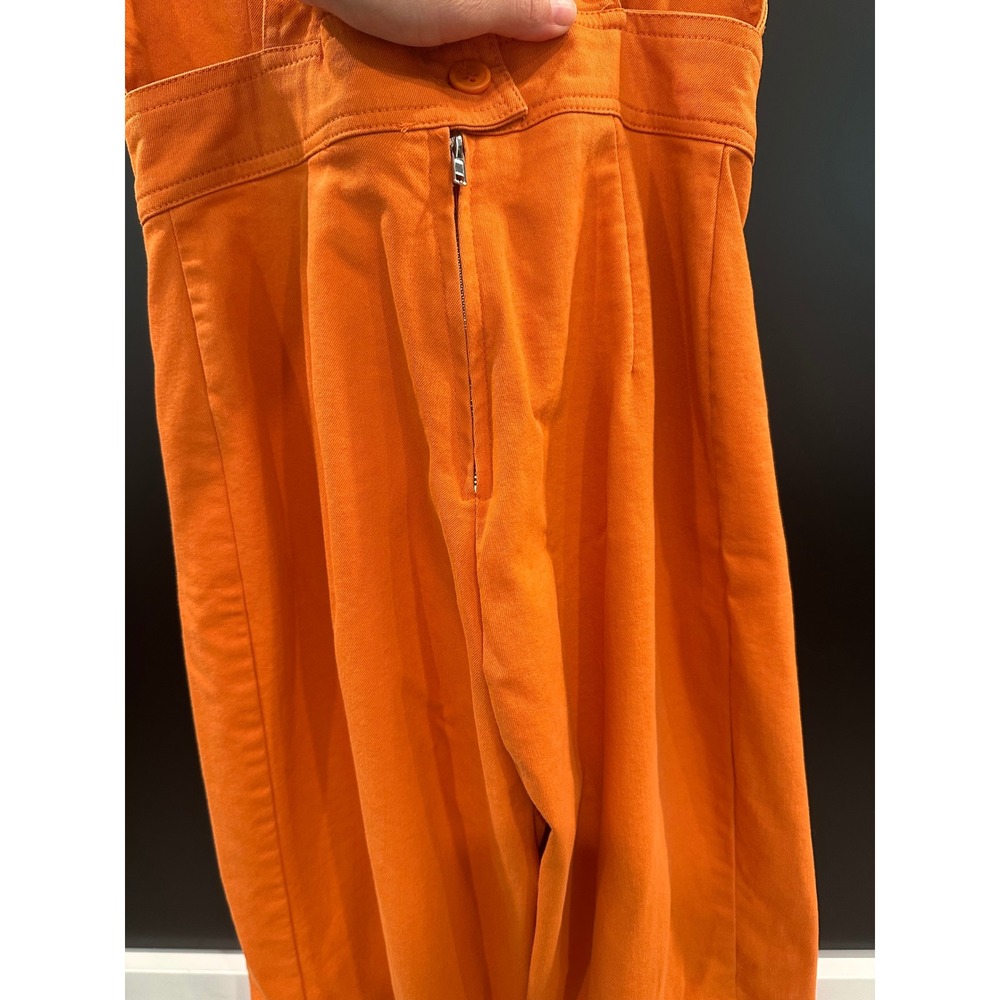 Sincerely Jules Orange Wide Leg Jumpsuit Small V-Neck Cross Back Straps Cotton - Picture 4 of 7